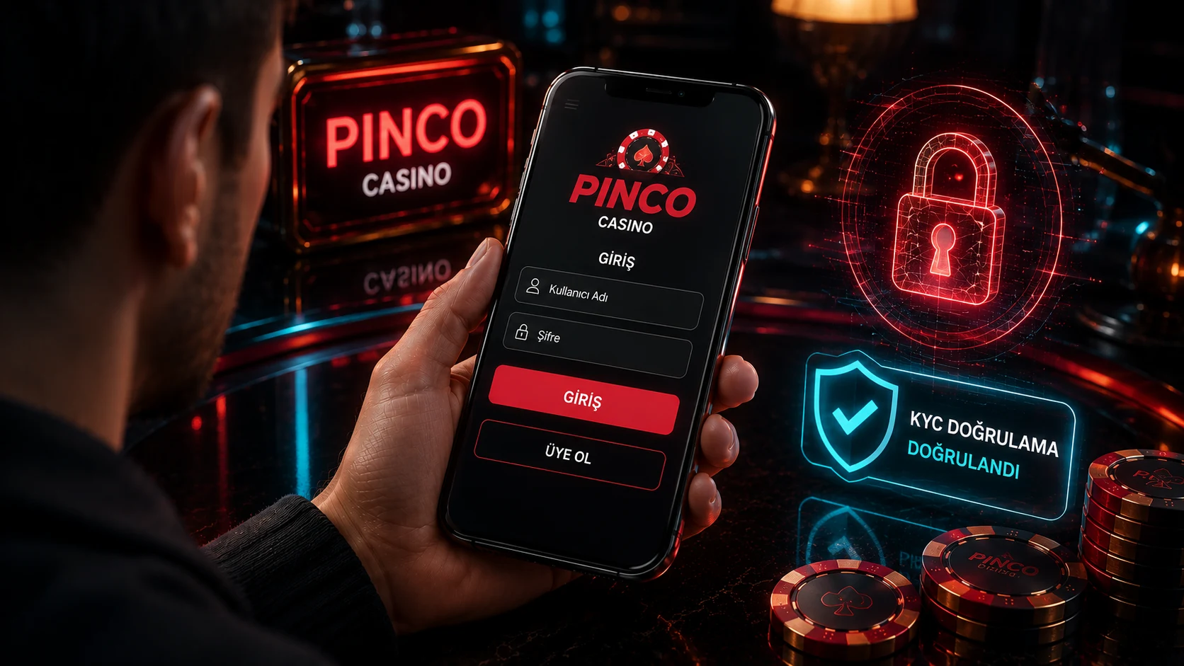 Pinco üyelik ekranında kayıt ve doğrulama adımları